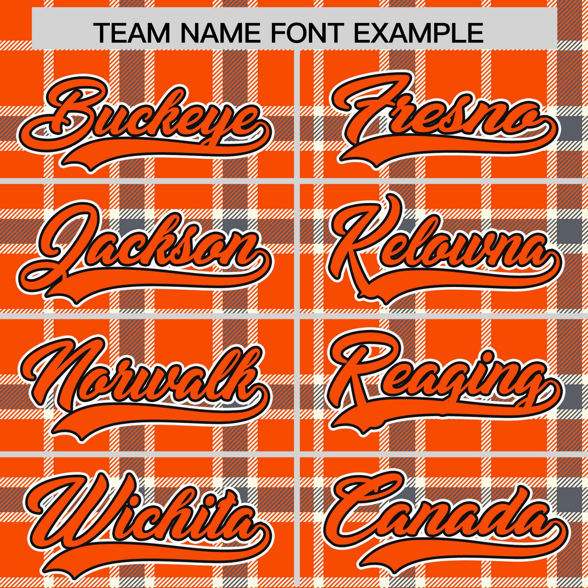 Custom Orange Varsity Full-Snap Plaid Pattern Letterman Baseball Jacket