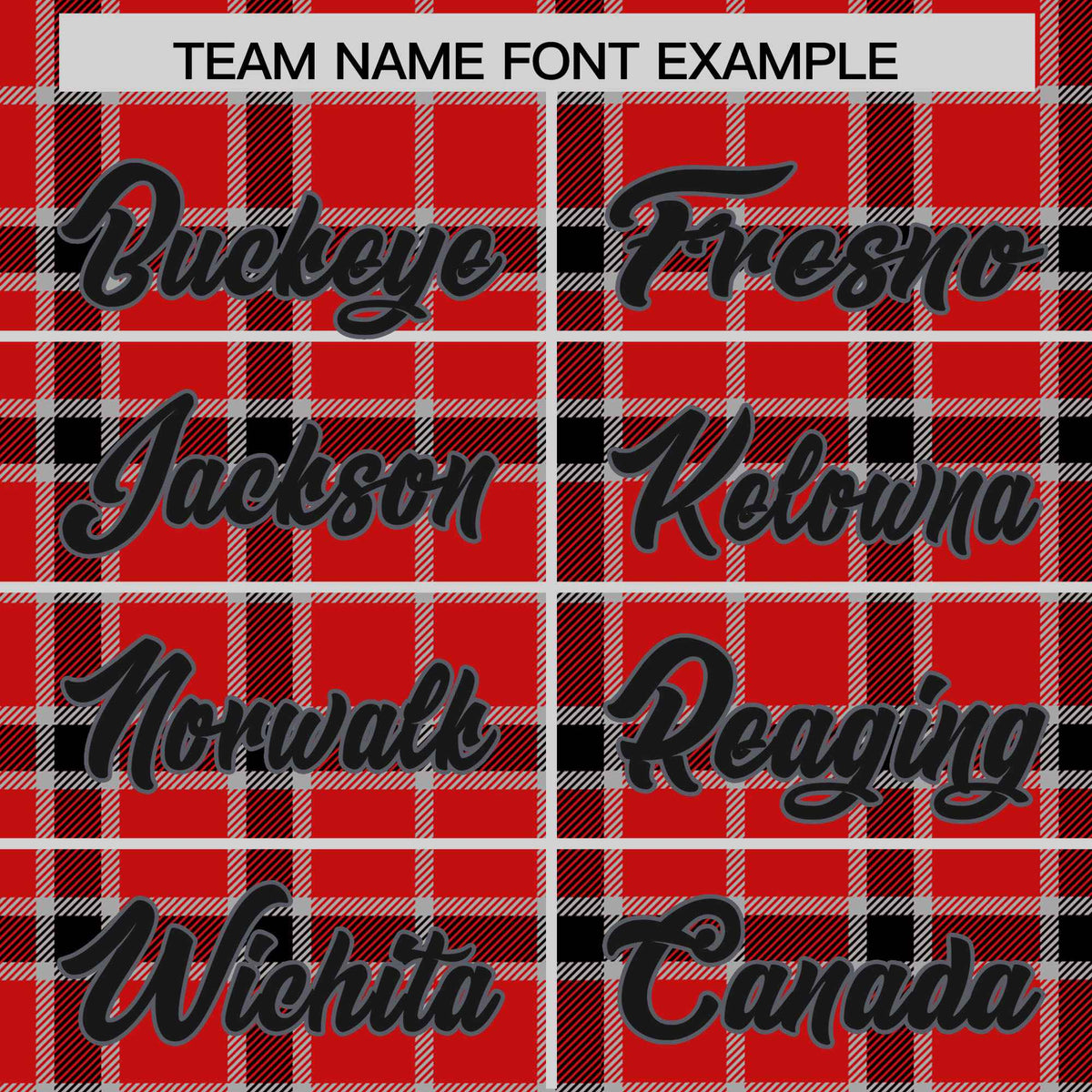 Custom Red Varsity Full-Snap Plaid Pattern Letterman Baseball Jacket