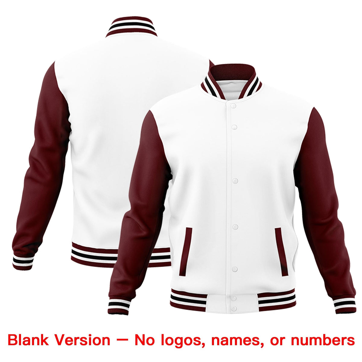 Custom White Crimson Black Raglan Sleeves Classic Style Letterman Cotton Fabric Jacket| KXKSHOP