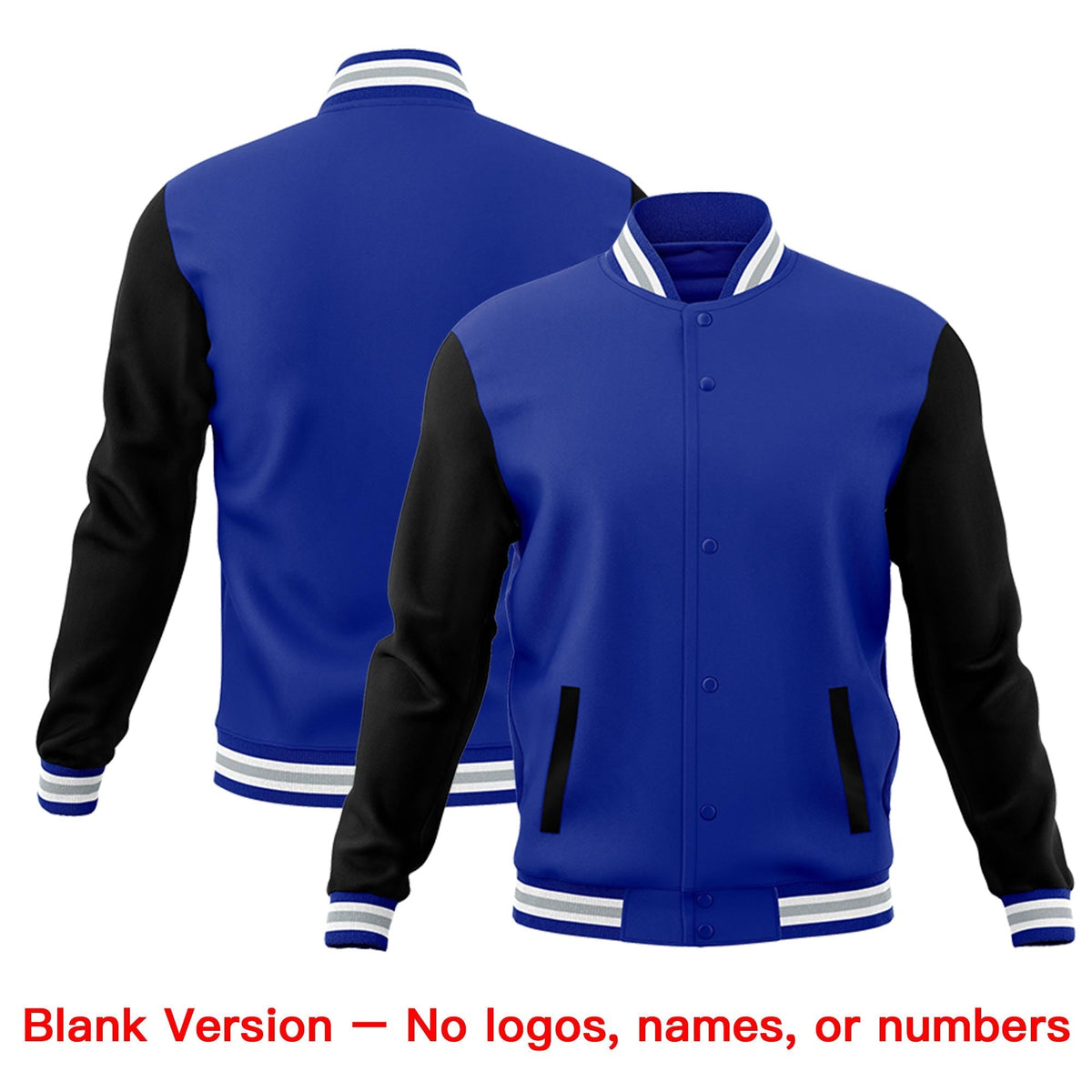 Custom Black White Royal Blue Raglan Sleeves Classic Style Letterman Cotton Fabric Jacket| KXKSHOP
