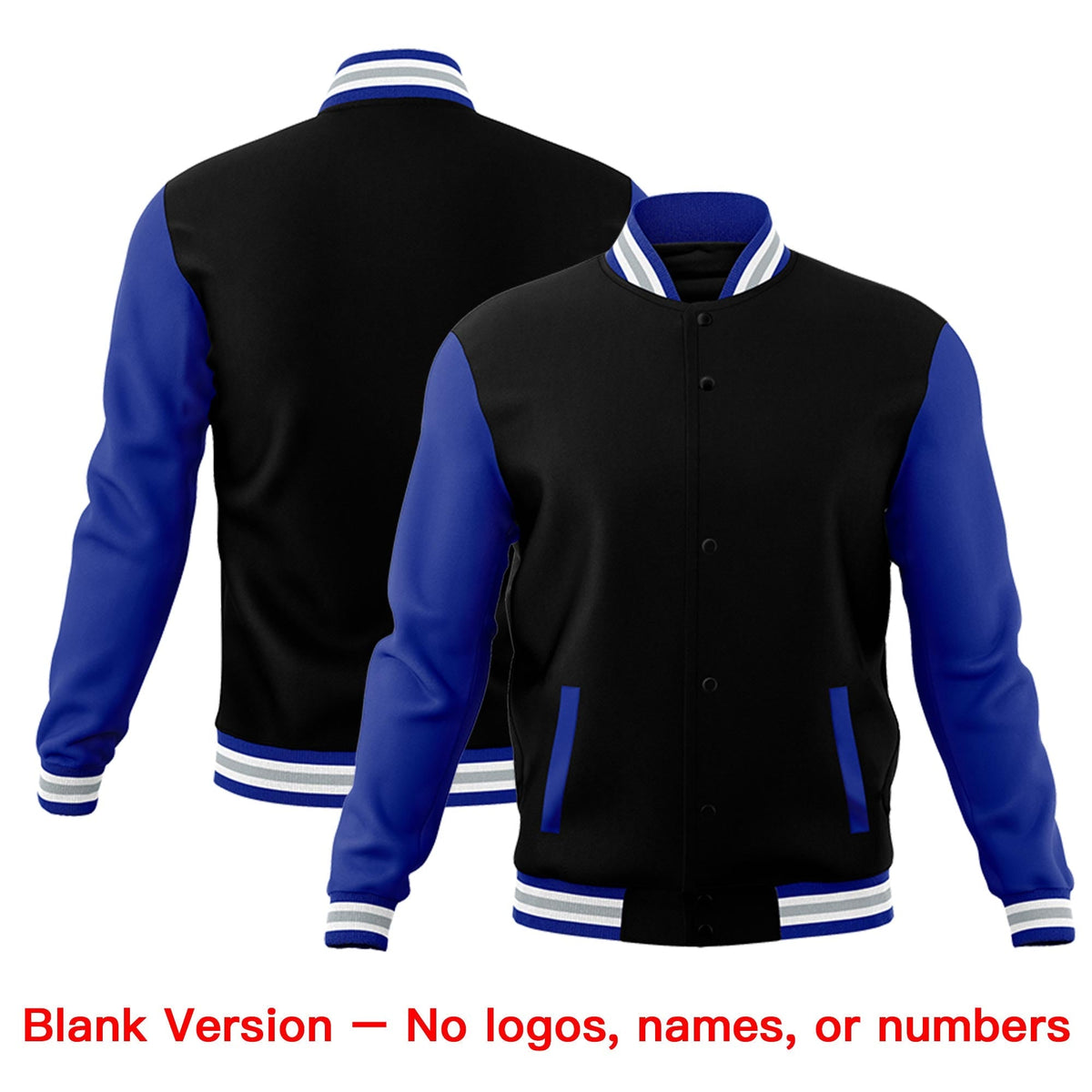 Custom Black Royal Blue White Raglan Sleeves Classic Style Letterman Cotton Fabric Jacket| KXKSHOP