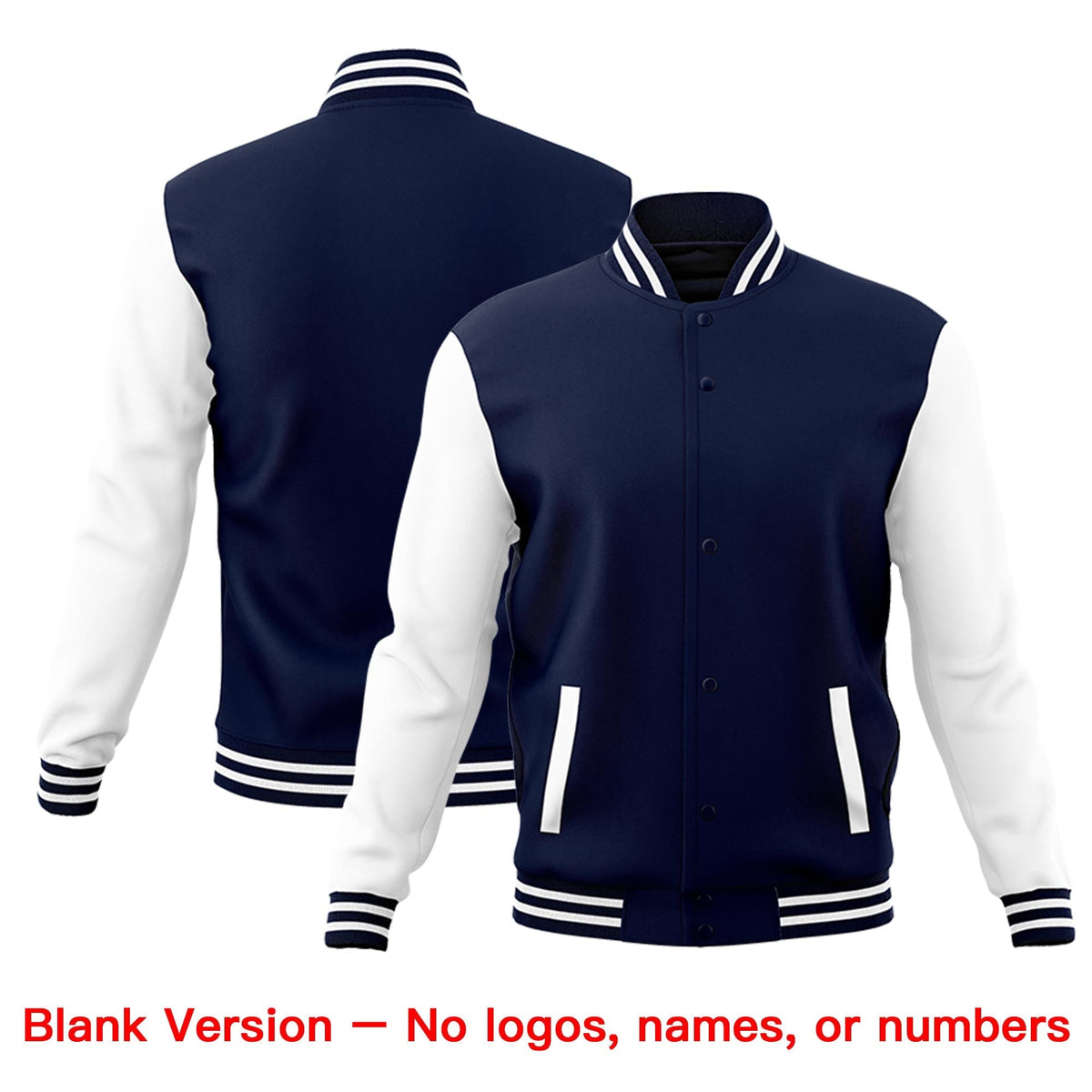Custom Navy White Raglan Sleeves Classic Style Letterman Cotton Fabric Jacket| KXKSHOP