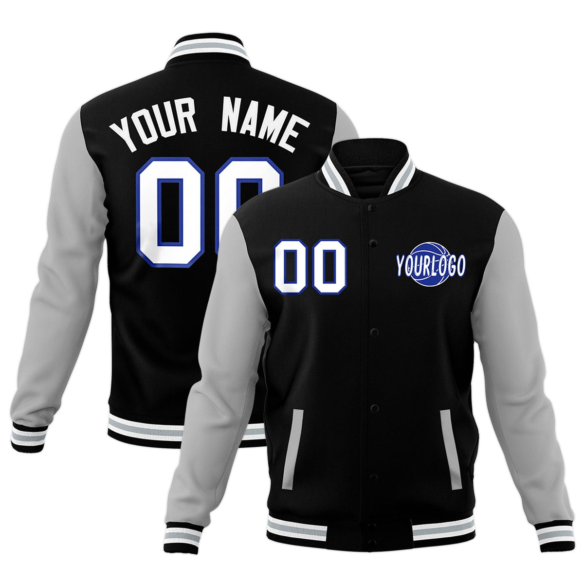 Custom Black Gray White Raglan Sleeves Classic Style Letterman Cotton Fabric Jacket| KXKSHOP