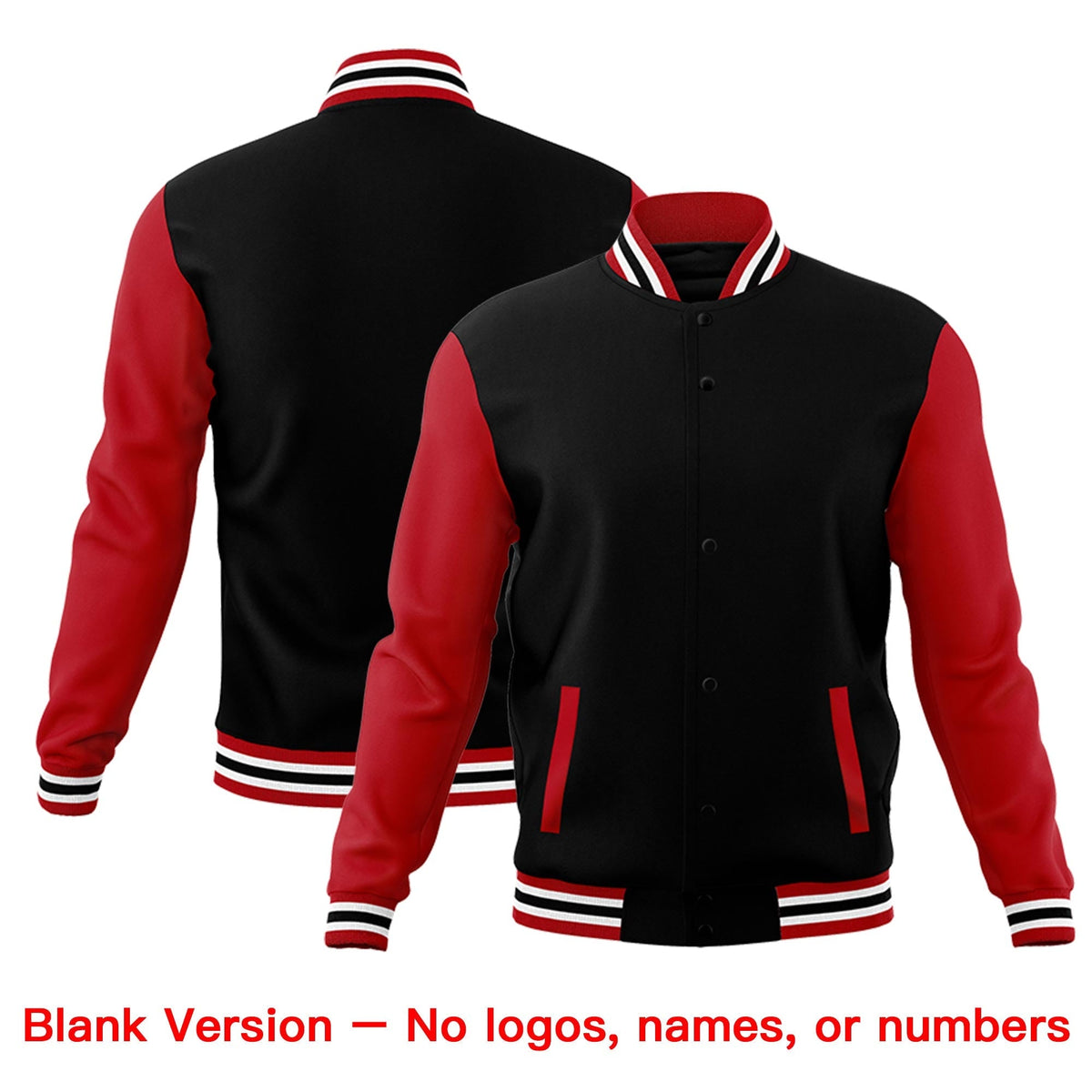 Custom Black Red White Raglan Sleeves Classic Style Letterman Cotton Fabric Jacket| KXKSHOP