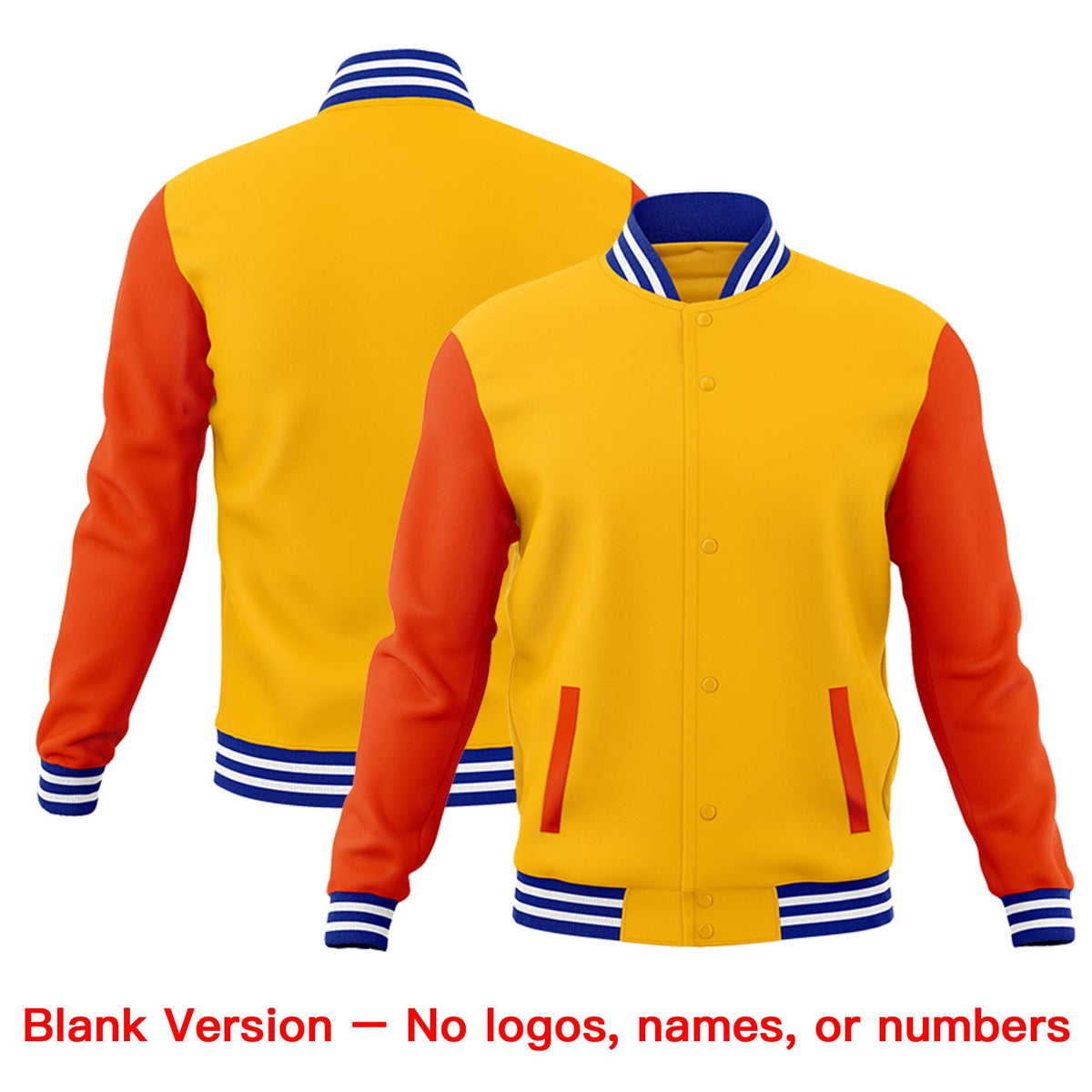 Custom Orange Royal Blue White Raglan Sleeves Classic Style Letterman Cotton Fabric Jacket| KXKSHOP