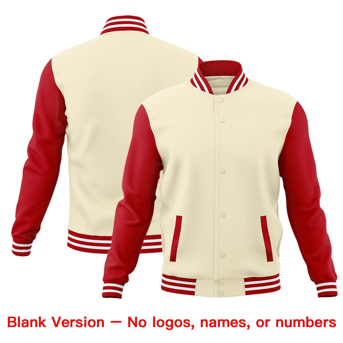 Custom Cream Red White Raglan Sleeves Classic Style Letterman Cotton Fabric Jacket| KXKSHOP