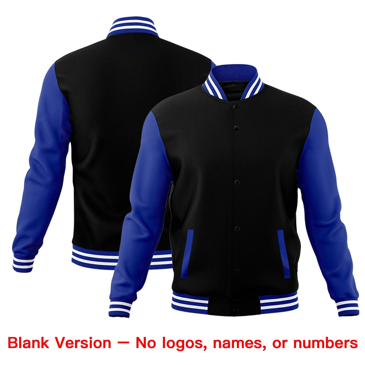 Custom Royal Blue Black White Raglan Sleeves Classic Style Letterman Cotton Fabric Jacket| KXKSHOP
