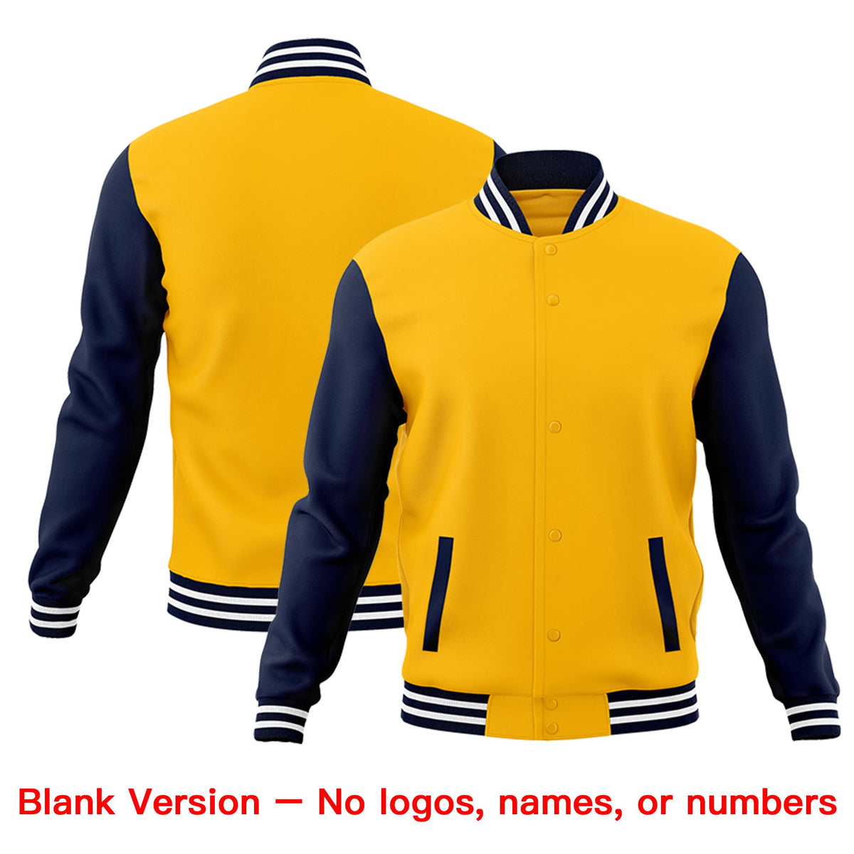 Custom Yellow Navy White Raglan Sleeves Classic Style Letterman Cotton Fabric Jacket| KXKSHOP