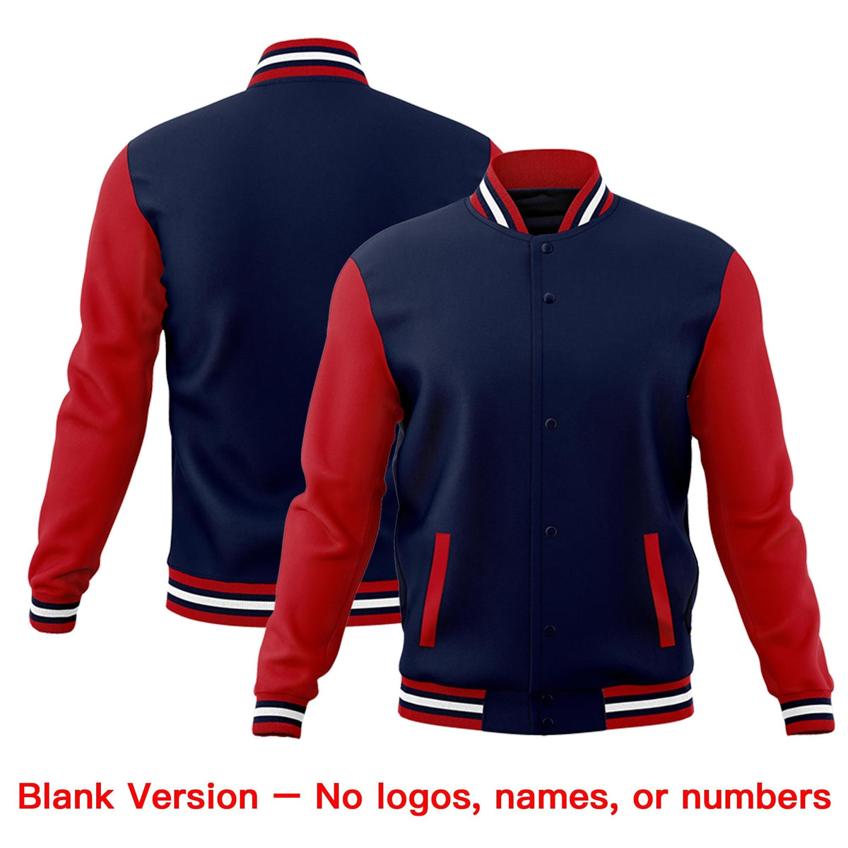 Custom Navy Red White Raglan Sleeves Classic Style Letterman Cotton Fabric Jacket| KXKSHOP