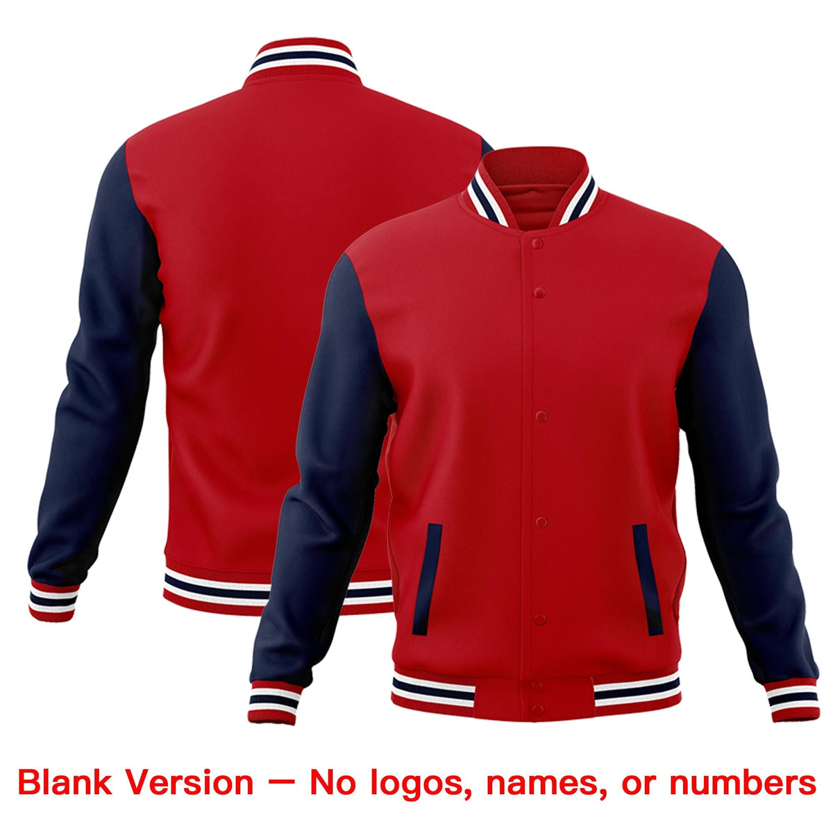Custom Red Navy White Raglan Sleeves Classic Style Letterman Cotton Fabric Jacket| KXKSHOP