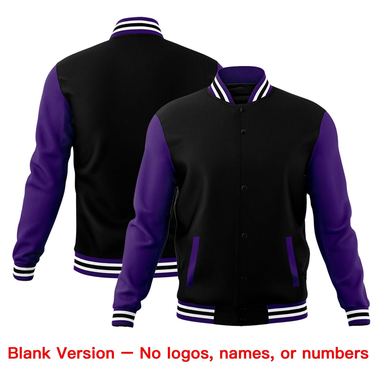 Custom Black Purple White Raglan Sleeves Classic Style Letterman Cotton Fabric Jacket| KXKSHOP