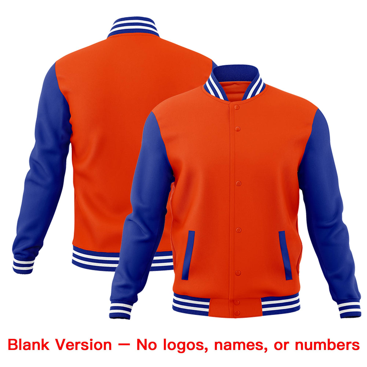 Custom Orange Royal Blue Raglan Sleeves Classic Style Letterman Cotton Fabric Jacket| KXKSHOP