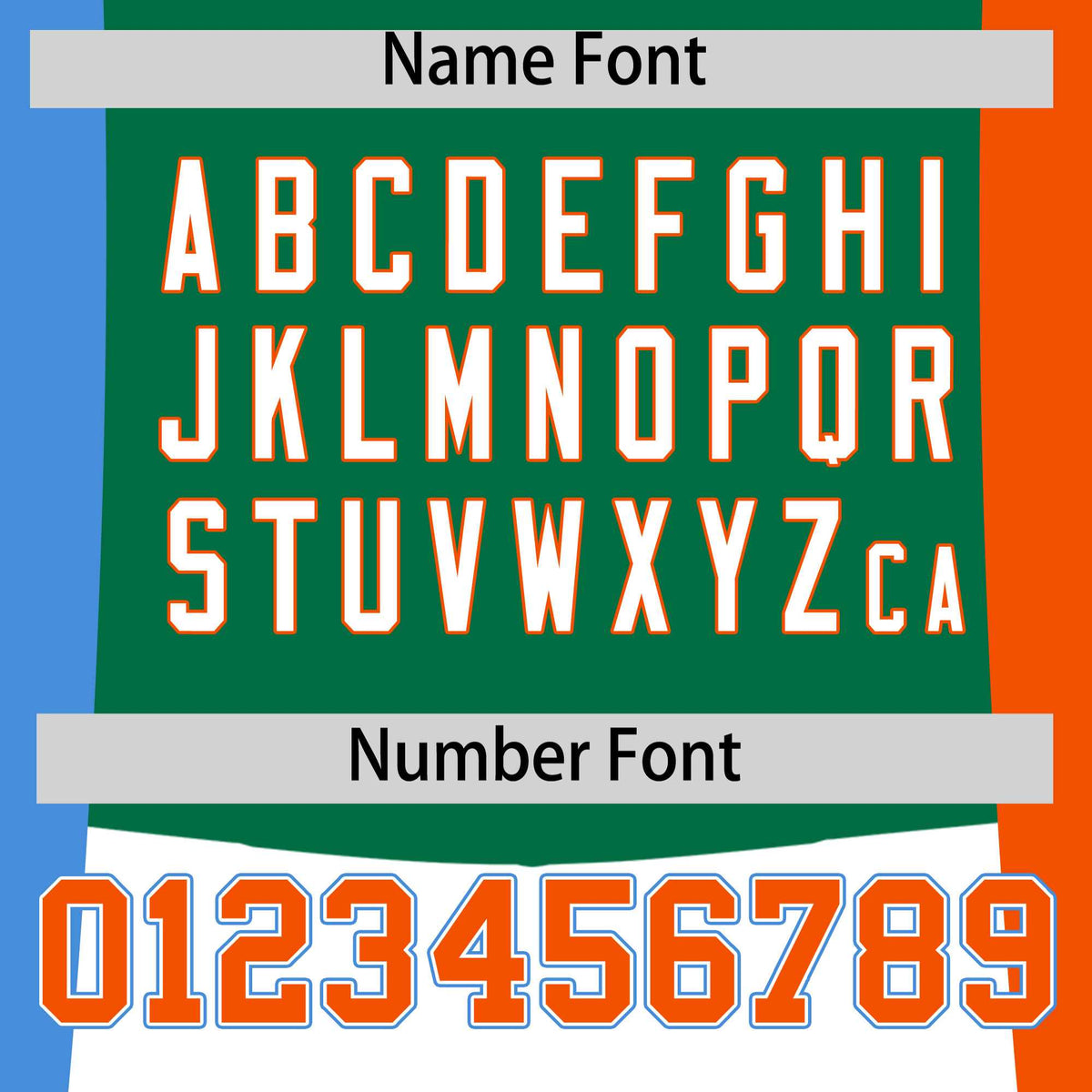 Custom Kelly Green Powder Blue Orange Personalization Varsity Full-Snap Three Color Blocks Letterman Jacket