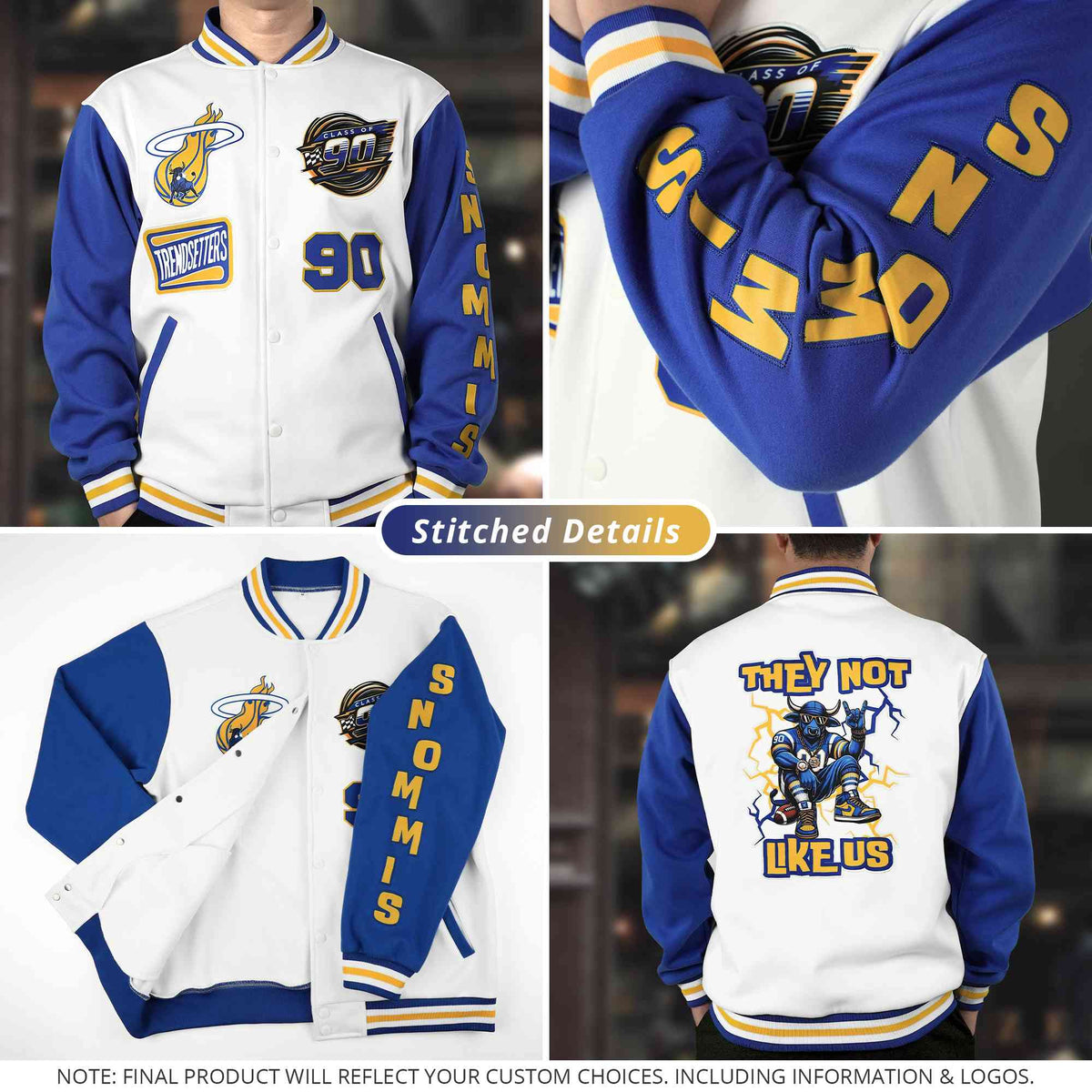 Custom Gold Red White Full-Snap Varsity Raglan Sleeves Gradient Letterman Jacket