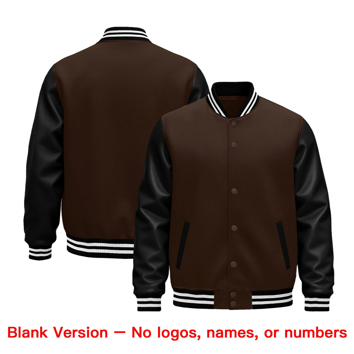Custom Black Brown White Raglan Sleeves Varsity Full-Snap Leather Sleeves Letterman Jacket| KXKSHOP