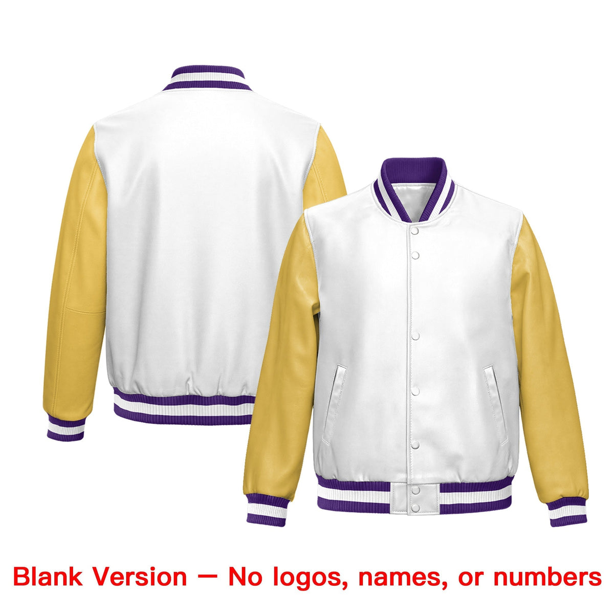 Custom Khaki Purple Raglan Sleeves Full-Snap Faux Leather Letterman Jacket| KXKSHOP