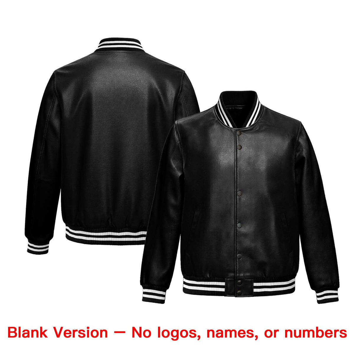 Custom Black Orange White Full-Snap Varsity Faux Leather Letterman Jacket| KXKSHOP