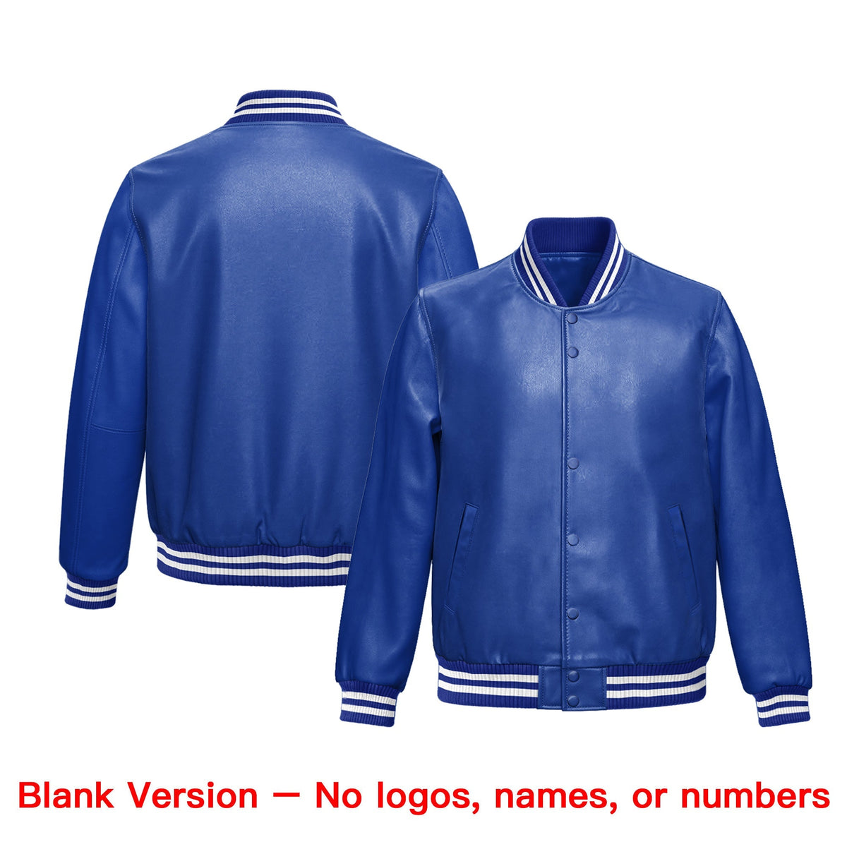 Custom Royal Blue Crimson Full-Snap Varsity Faux Leather Letterman Jacket| KXKSHOP