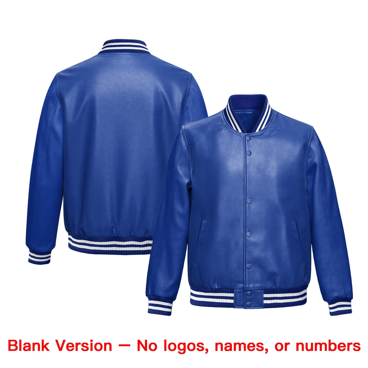 Custom Royal Blue Red Full-Snap Varsity Faux Leather Letterman Jacket| KXKSHOP