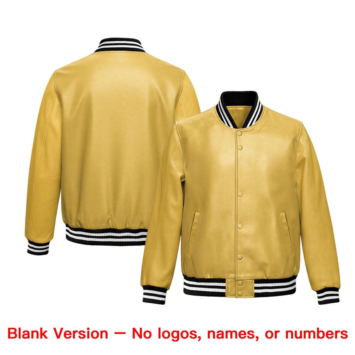 Custom Khaki Black Full-Snap Varsity Faux Leather Letterman Jacket| KXKSHOP