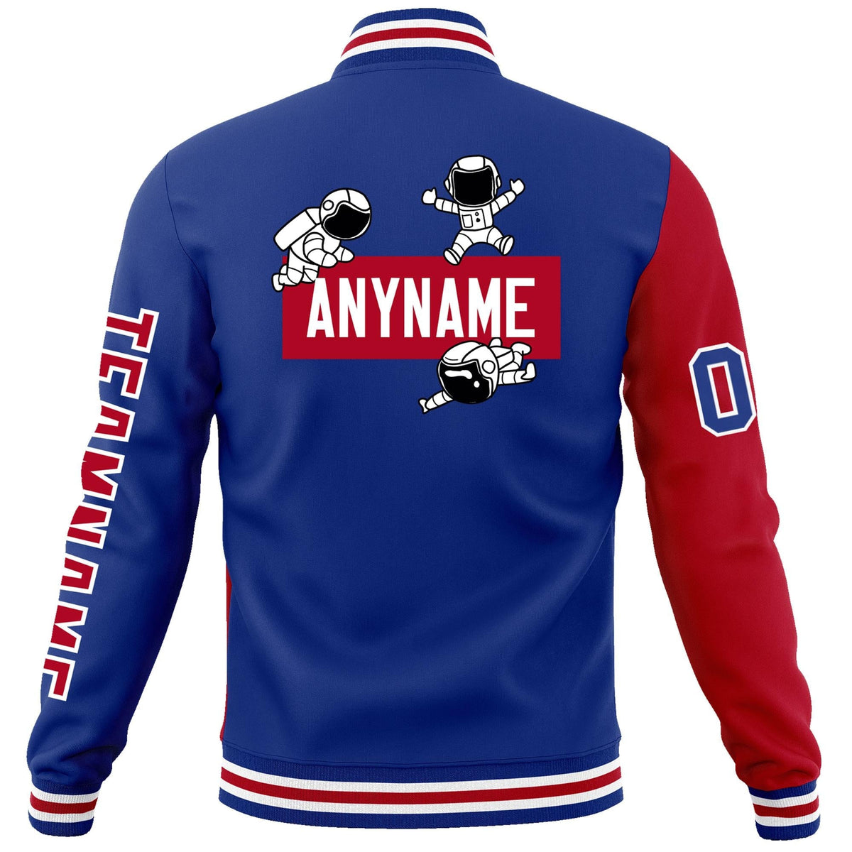 Custom Royal Red Two Tone Split Fashion Varsity Letterman Jacket with Raglan Sleeves