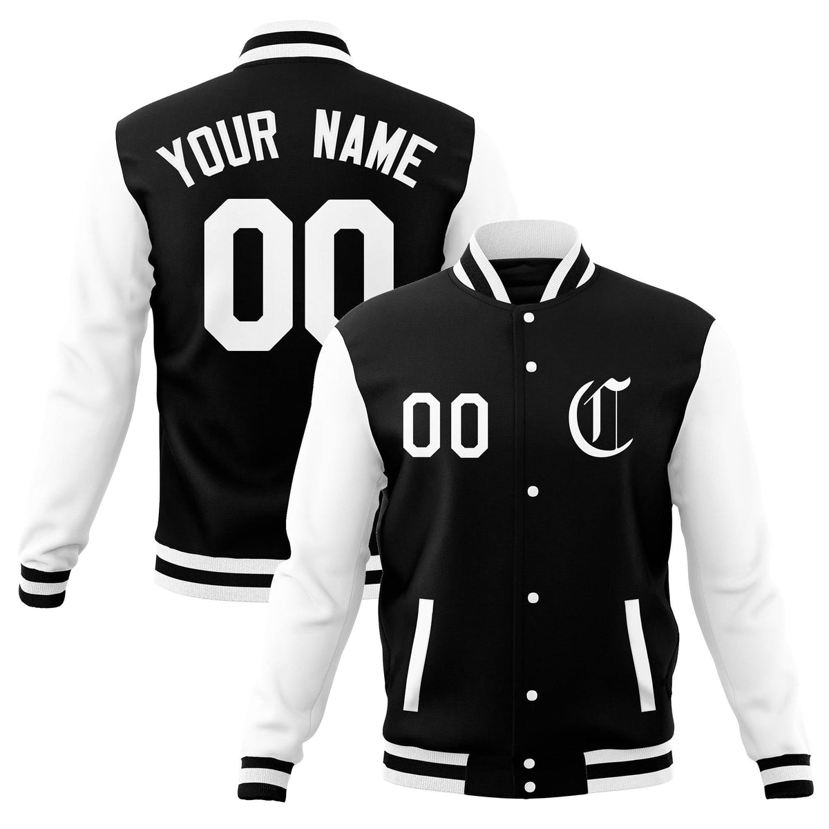 Custom Varsity Letterman Jackets Personalized Baseball Coats Full-Snap with Raglan Sleeves