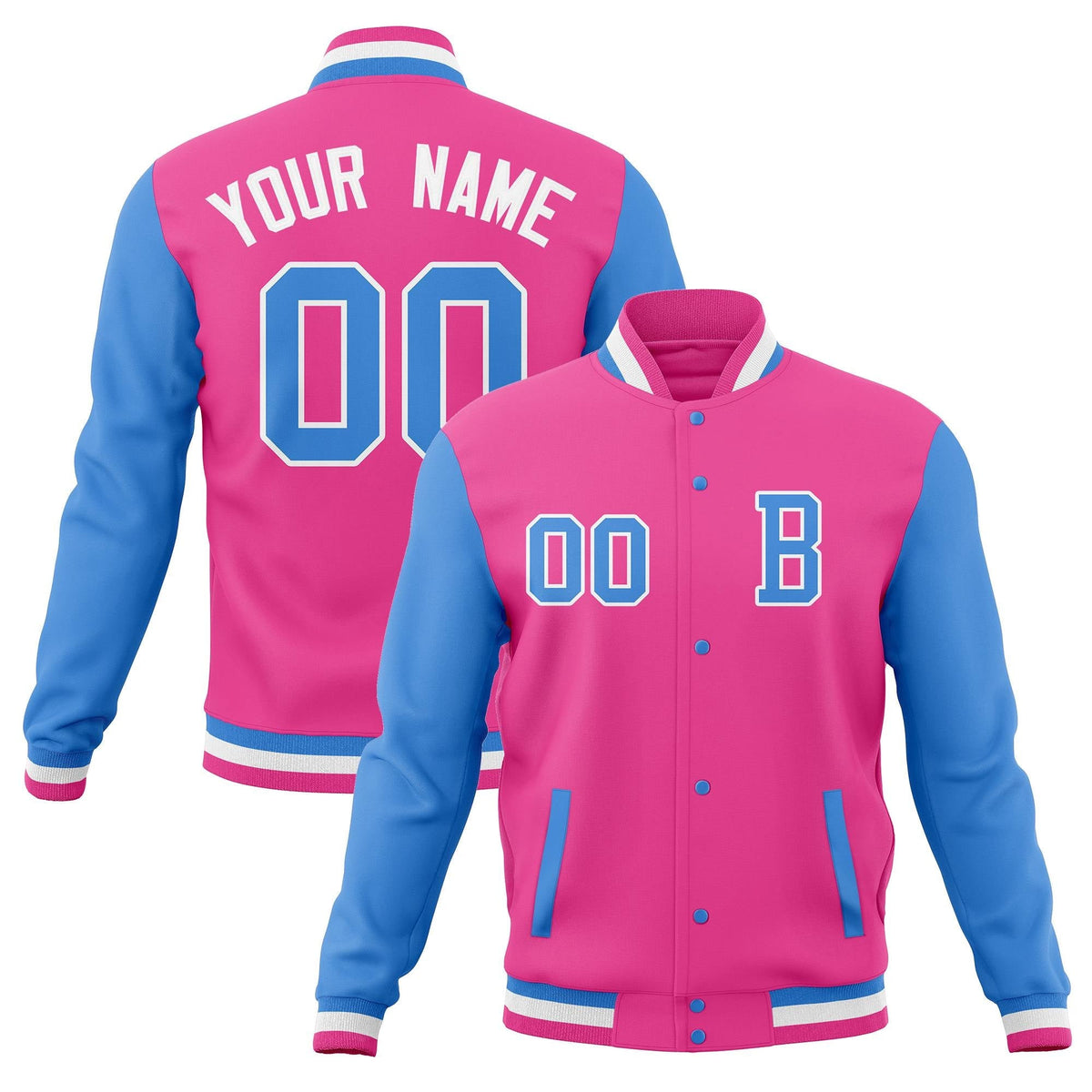 Custom Varsity Letterman Jacket Personalized Full-Snap Stitched Baseball Coats