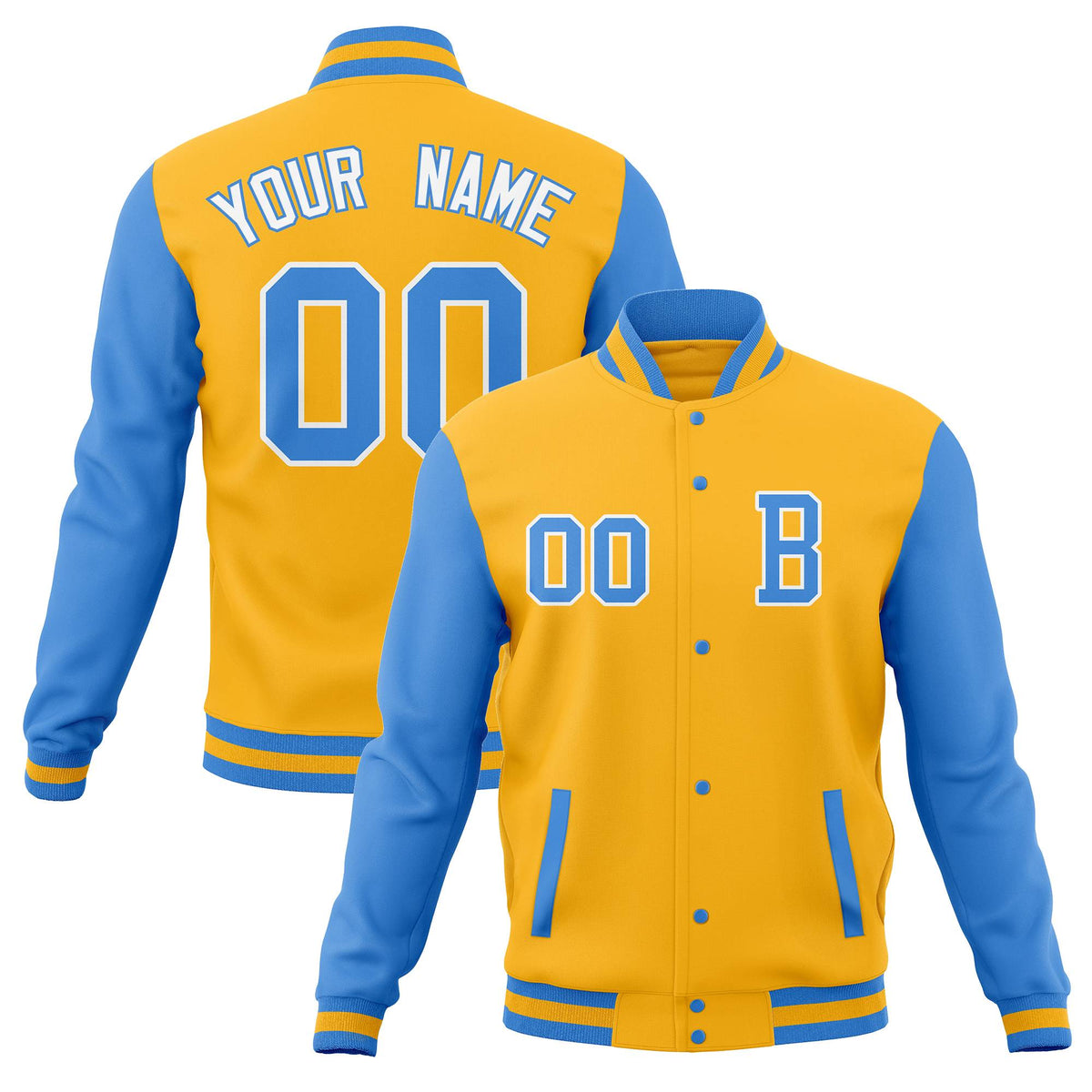 Custom Varsity Letterman Jacket Personalized Full-Snap Stitched Baseball Coats