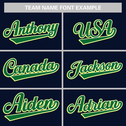 Custom Navy Kelly Green Varsity Full-Snap Classic Style Letterman Baseball Jacket