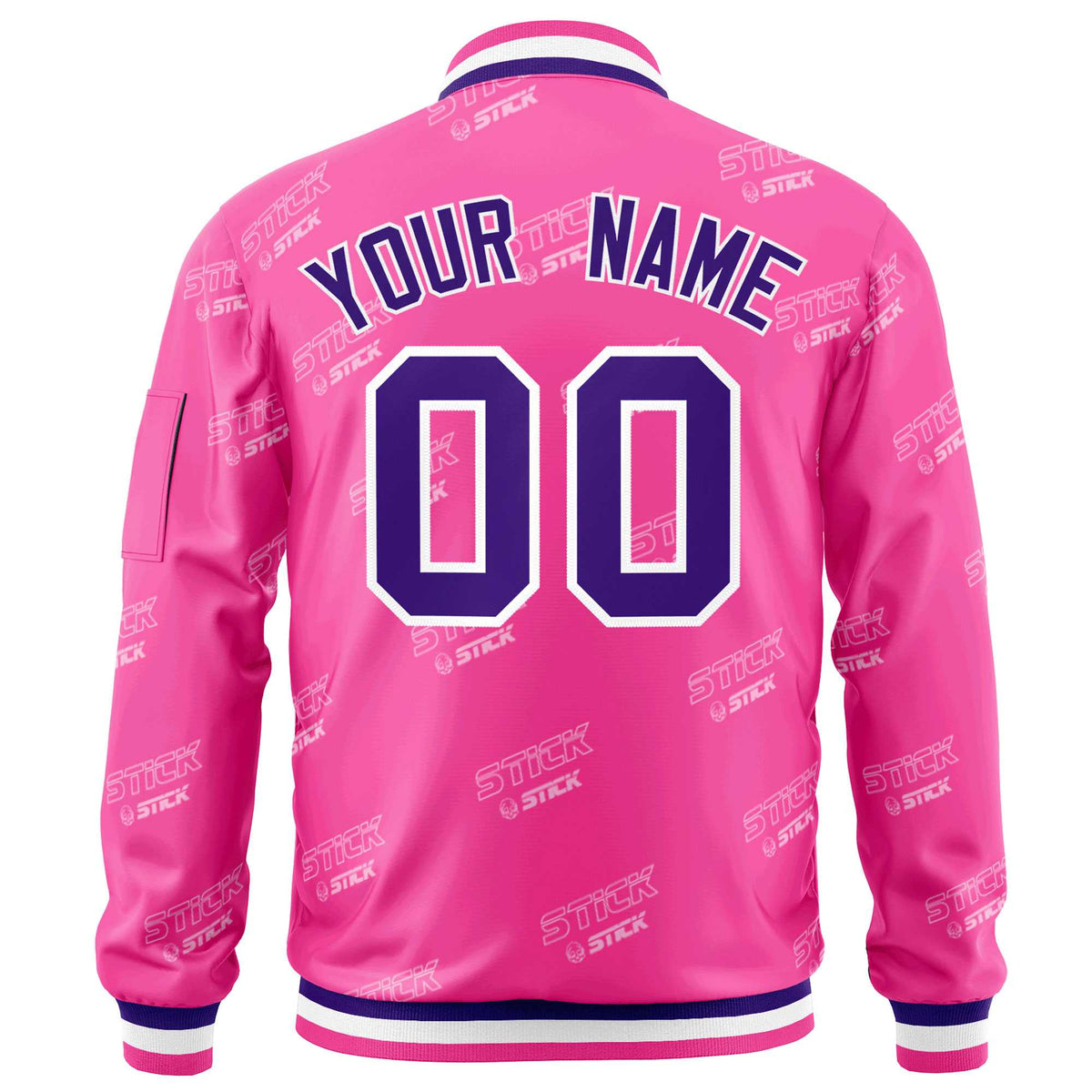 Custom Pink Purple-White Letter Full-Zip Varsity Bomber Jacket