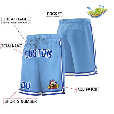 Custom Light Blue Royal-White Classic Style Basketball Mesh Shorts