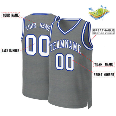 Custom Dark Gray White-Royal Classic Tops Basketball Jersey