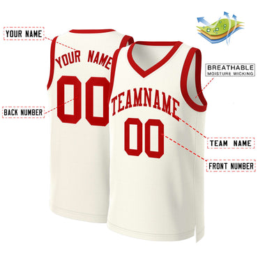 Custom Khaki Red Classic Tops Basketball Jersey