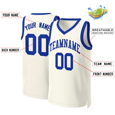 Custom Khaki Royal Classic Tops Basketball Jersey
