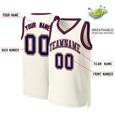 Custom Khaki Navy-White Classic Tops Basketball Jersey