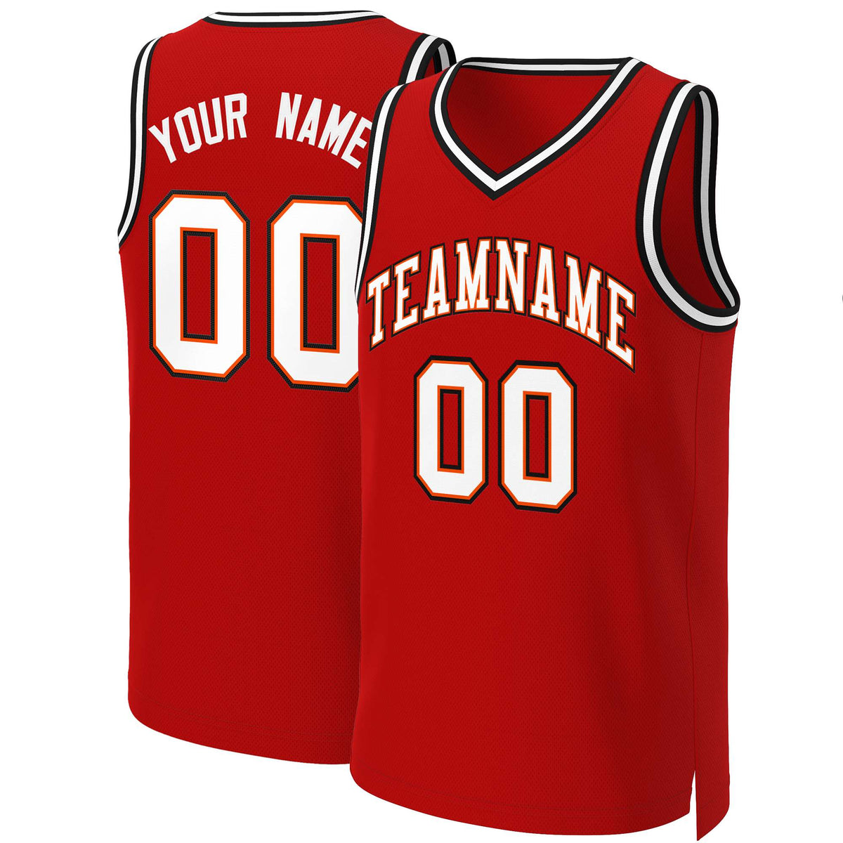 Custom Red White-Orange Classic Tops Basketball Jersey