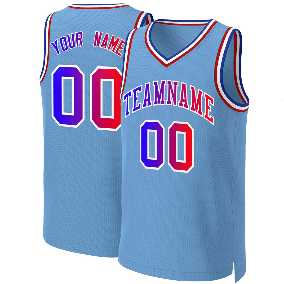 Custom Light Blue Blue-White Classic Gradient Fashion Tops Basketball Jersey