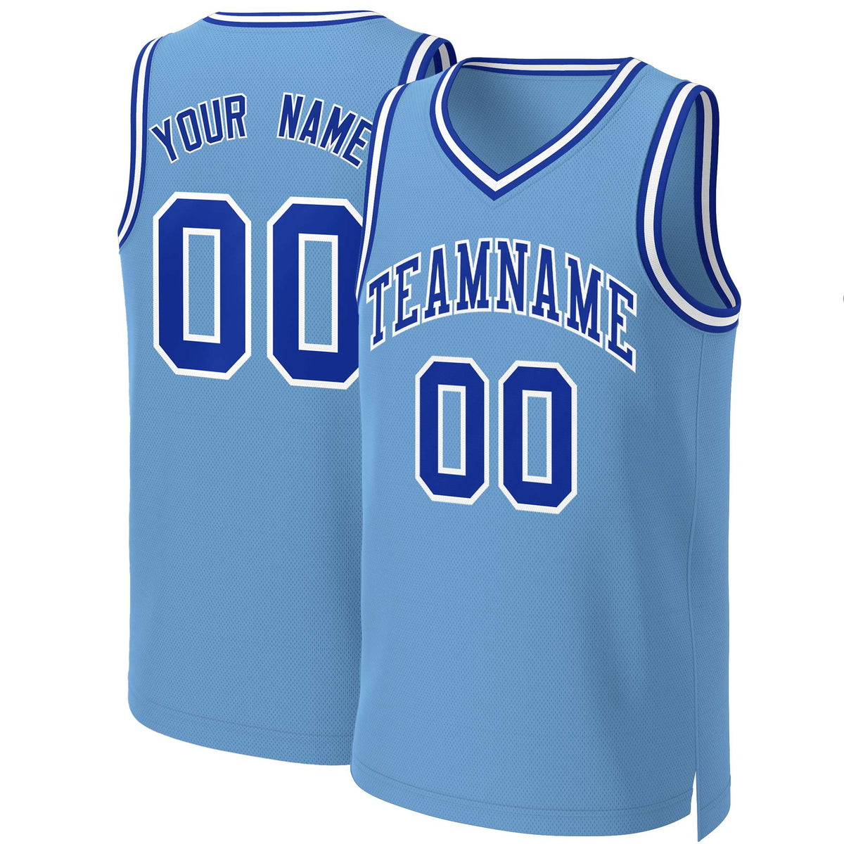 Custom Light Blue Royal-White Classic Tops Basketball Jersey