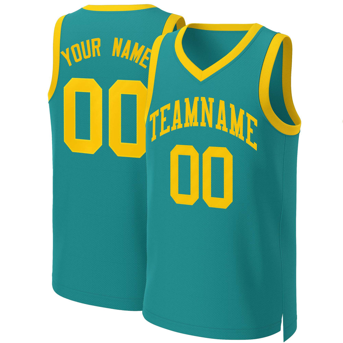 Custom Teal Yellow Classic Tops Basketball Jersey