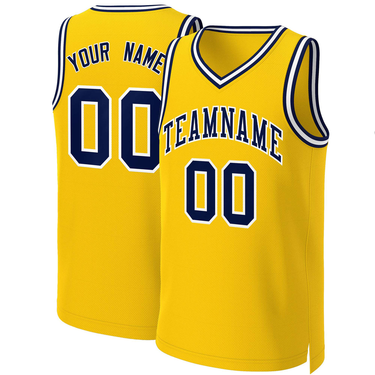 Custom Yellow Navy-White Classic Tops Basketball Jersey