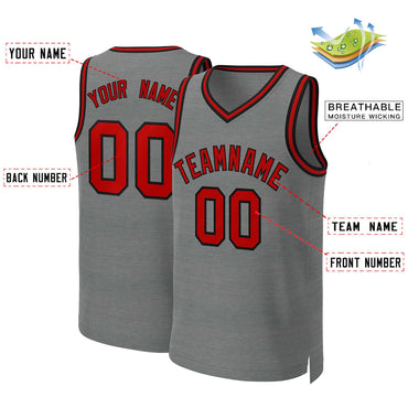 Custom Dark Gray Red-Black Classic Tops Basketball Jersey