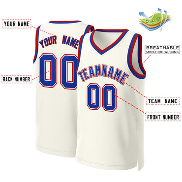 Custom Khaki Royal-White Classic Tops Basketball Jersey