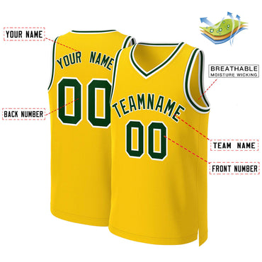 Custom Yellow Green-White Classic Tops Basketball Jersey