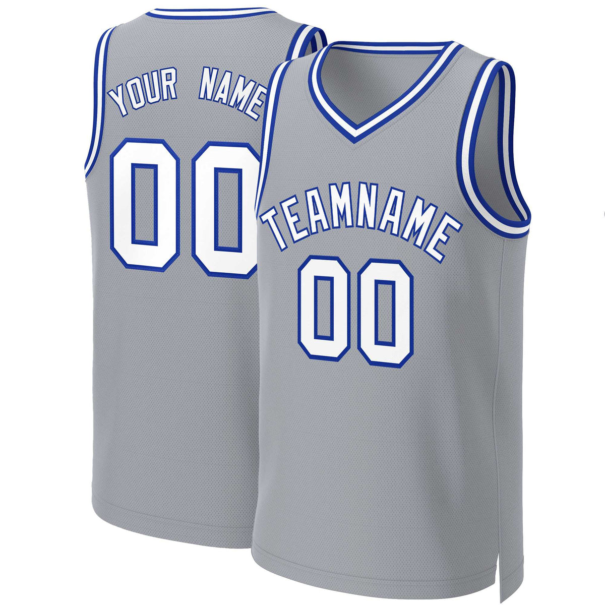 Custom Gray White-Royal Classic Tops Basketball Jersey