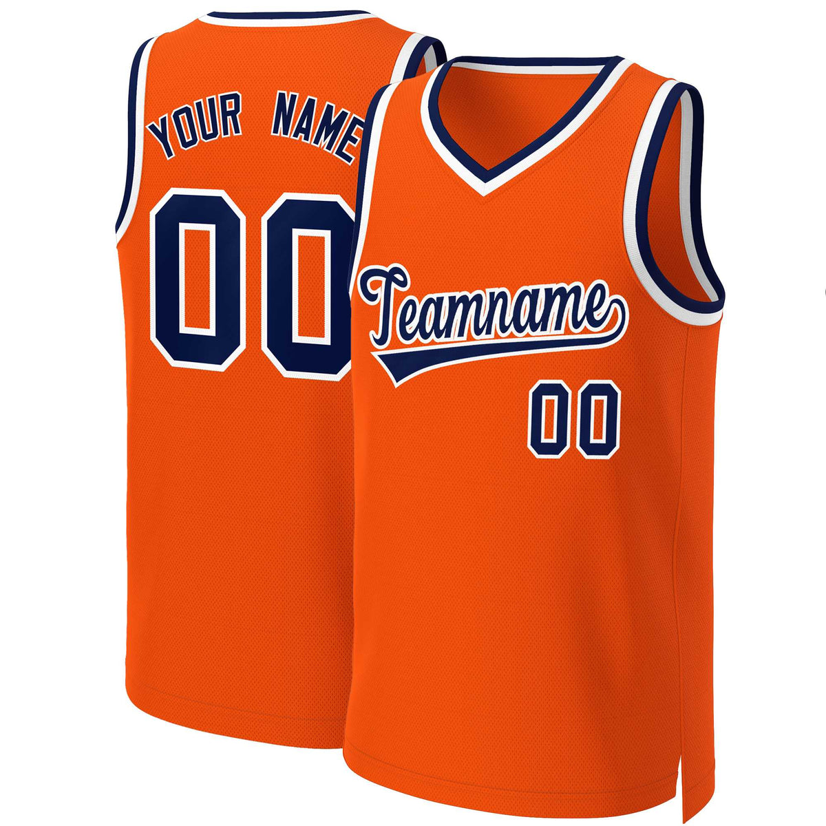 Custom Orange Navy-White Classic Tops Basketball Jersey