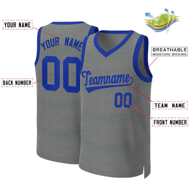Custom Dark Gray Royal Classic Tops Basketball Jersey