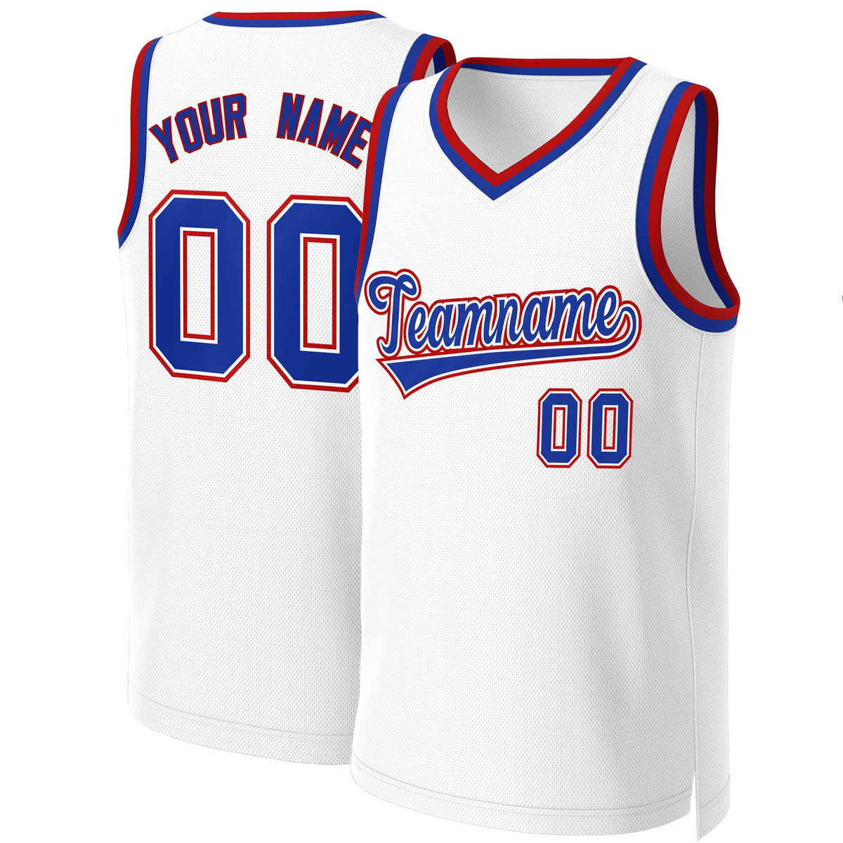 Custom White Royal-White Classic Tops Basketball Jersey