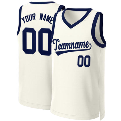 Custom Khaki Navy Classic Tops Basketball Jersey