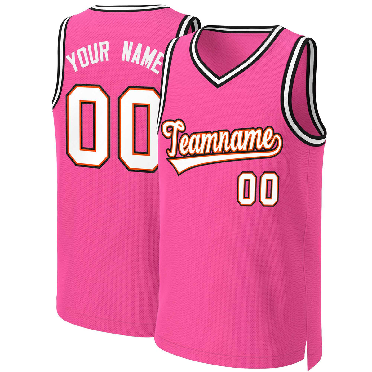 Custom Pink White-Orange Classic Tops Basketball Jersey