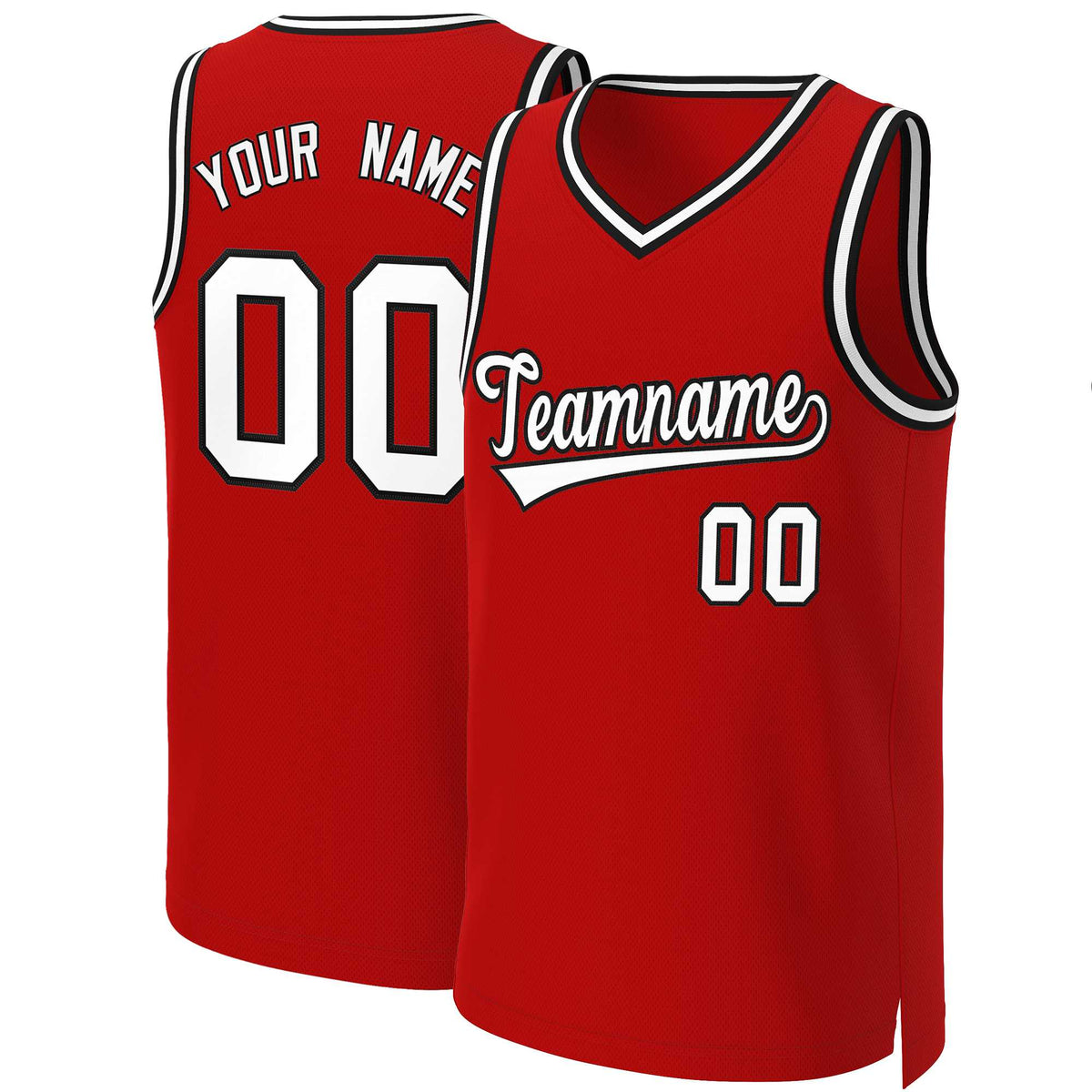 Custom Red White-Black Classic Tops Basketball Jersey